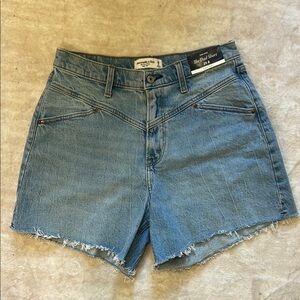 Abercrombie & Fitch Blue Jean Shorts High-Waisted Frayed Hem